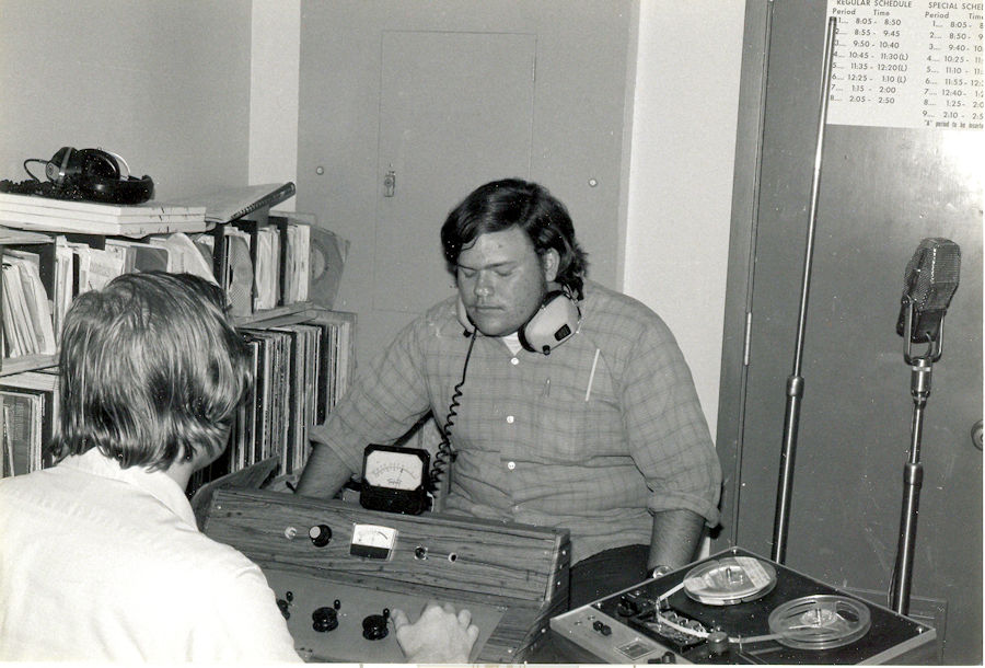 KPVH 850,Pinole Valley High School, Pinole, Dave Wigfield and Dennis Foote in the 
									KPVH Studio Circa 1973